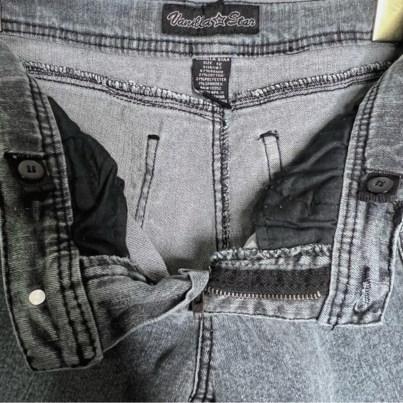 Vanilla Star Y2K Acid Wash Crackle Skinny Denim Jeans Girls 12 - Picture 8 of 9